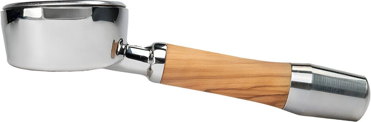 ECM - Premium Stainless Steel Olive Wood Portafilter - 58mm - Bottomless - Café Liégeois